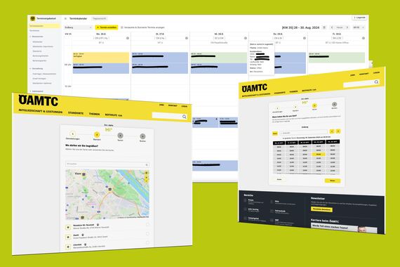 Benutzeroberfläche der für oeamtc entwickelten Softwareanwendung mit intuitivem Design und funktionalen Modulen