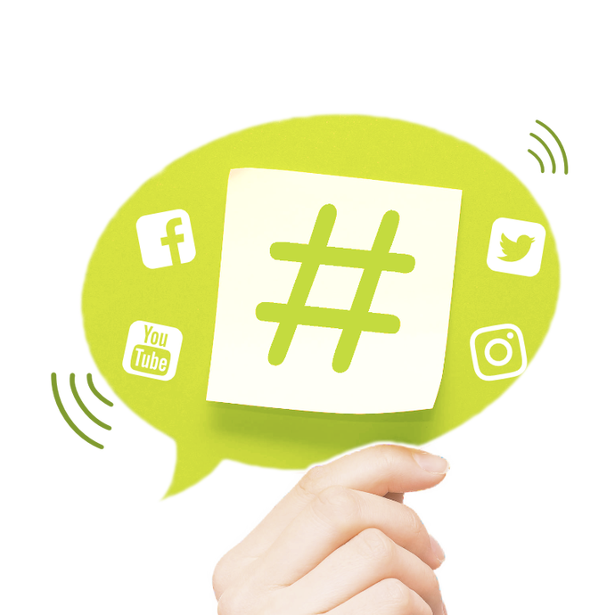 Das Bild zeigt eine Hand, die Social Media-Symbole in einer Sprechblase hält, und symbolisiert die Steuerung und das Wachstum Ihrer digitalen Markenpräsenz.
